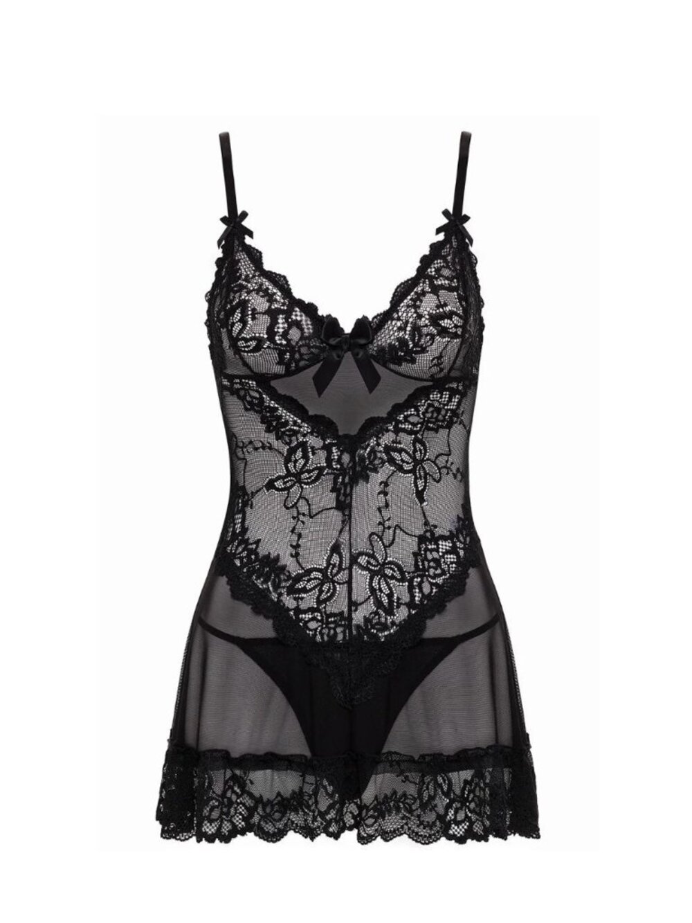 New Oh La La Cheri Women's Size L Valentine Lacy Babydoll Lingerie Set W/ Thong